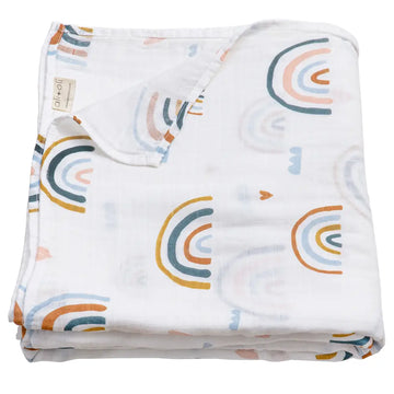 Muslin Swaddle Blanket - Patterned Organic Cotton + Bamboo Baby Wrap