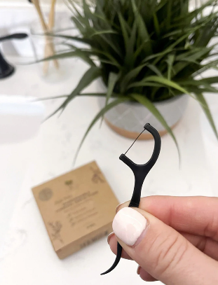 Biodegradable Charcoal Dental Floss Picks